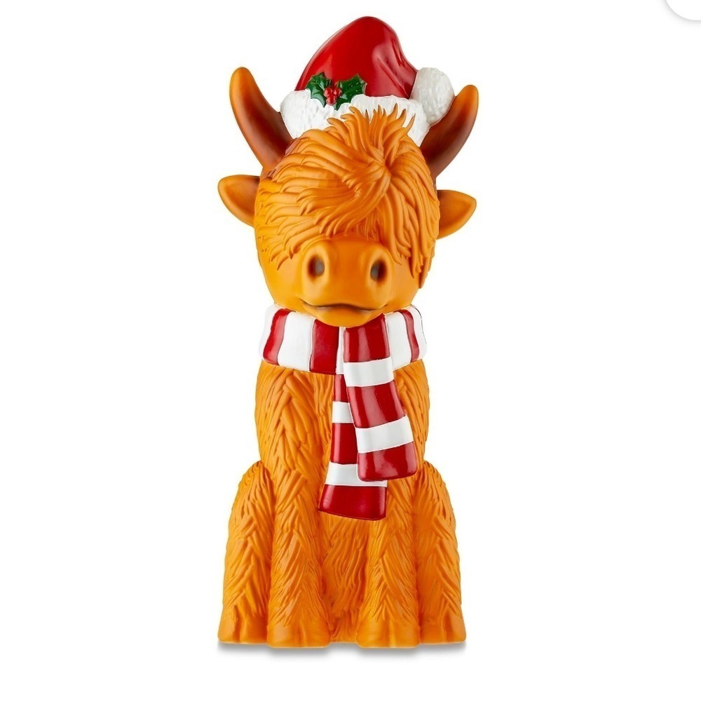 Holiday Time Highland Cow Blow Mold Scarf NEW 24” Christmas Decor